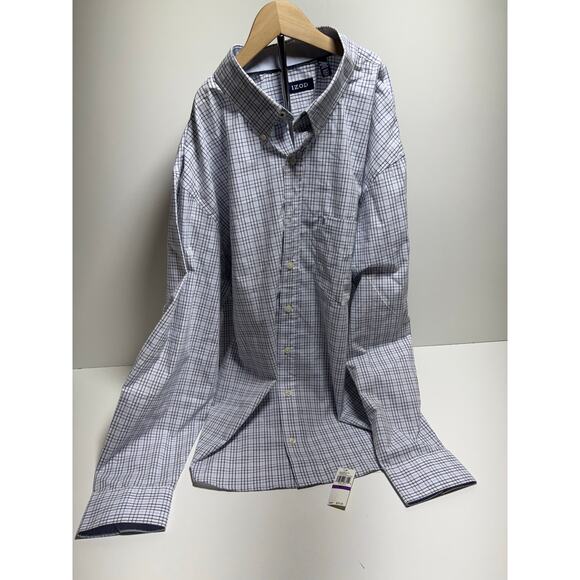 Izod Gingham Button Down Shirt Long Sleeve 2XLT Spring Easter Preppy - Picture 1 of 8